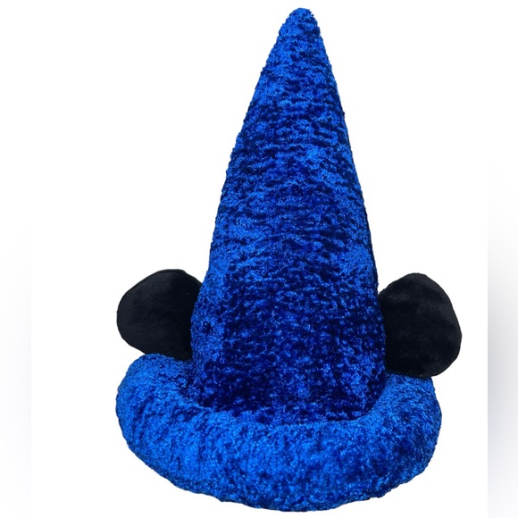 Authentic Disney Mickey Mouse Hat with Ears Blue Plush Fantasia Wizard Tall Cap - Picture 10 of 16